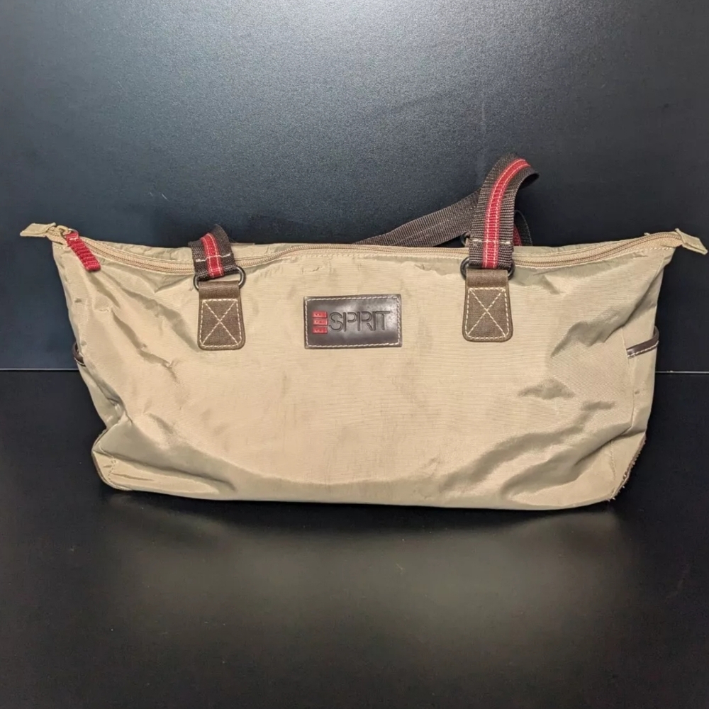 Esprit Vintage Purse Tote Double Handle Shoulder Bag Zip Handbag Green Wallet
